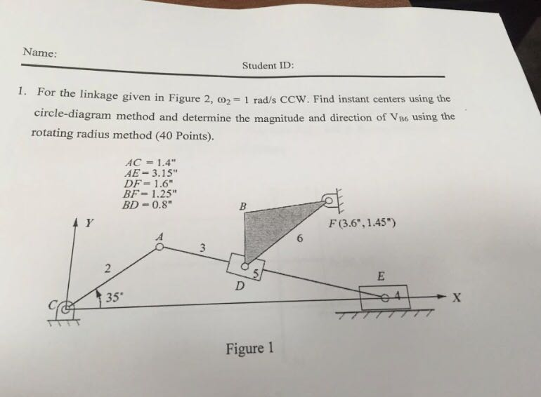 Solved Name Student ID 1. For the linkage given in Figure