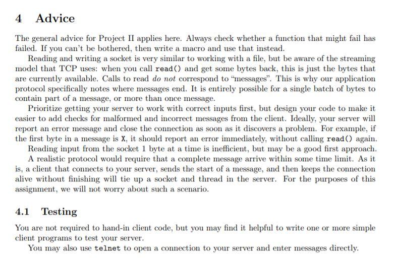 1 Summary You will write a server for a simple | Chegg.com