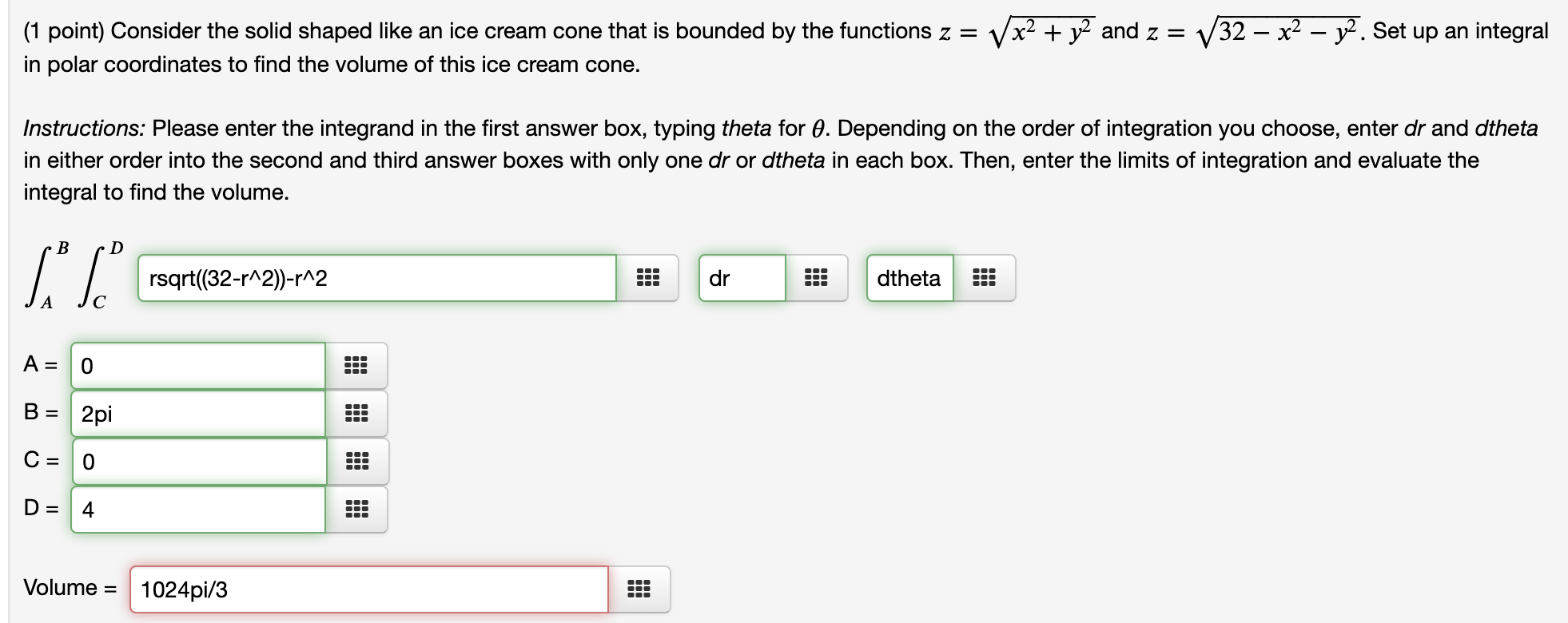 Solved Please solve the integral that i have set up and | Chegg.com