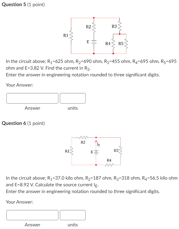 Solved Question 5 (1 point) In the circuit above; | Chegg.com