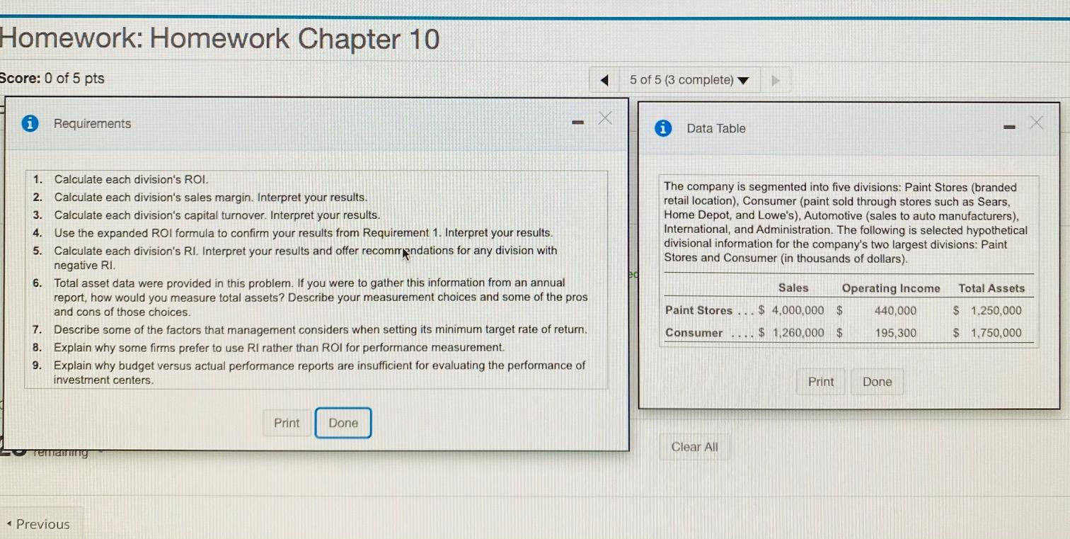 Solved Homework: Homework Chapter 10 Score: 0 of 5 pts 5 of | Chegg.com