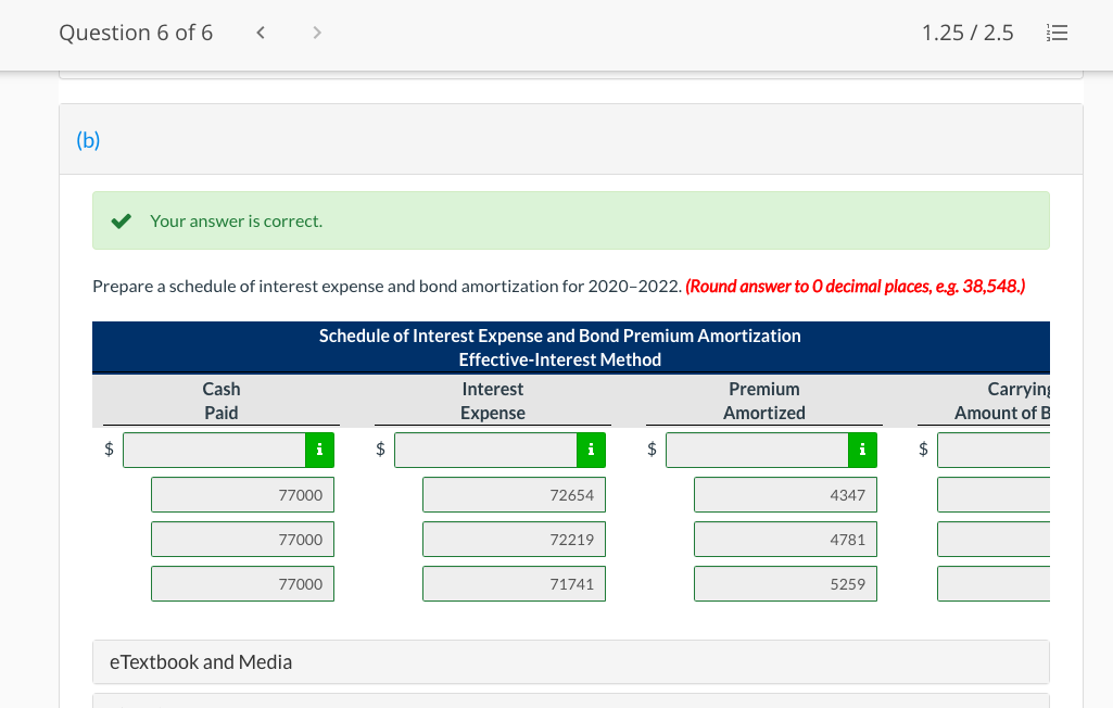 Solved Question 6 of 6 1.25 / 2.5 View Policies Show | Chegg.com