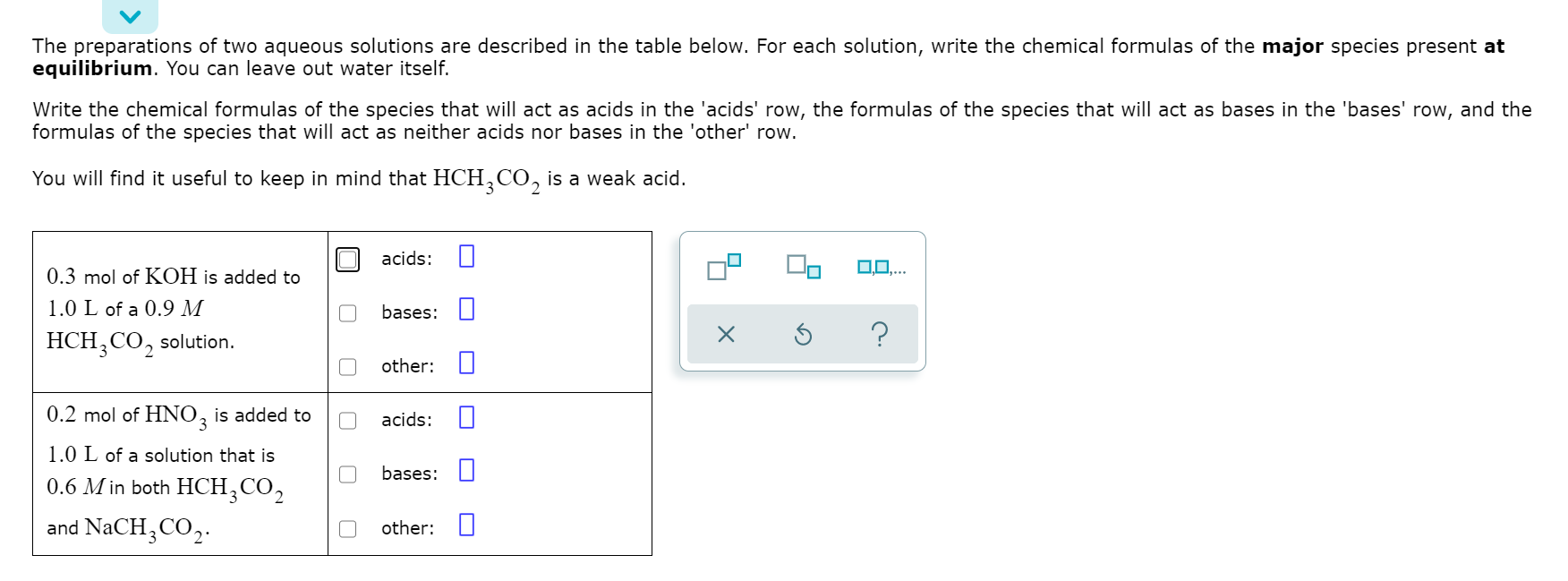 Solved Identifying The Major Species In Weak Acid Or Weak