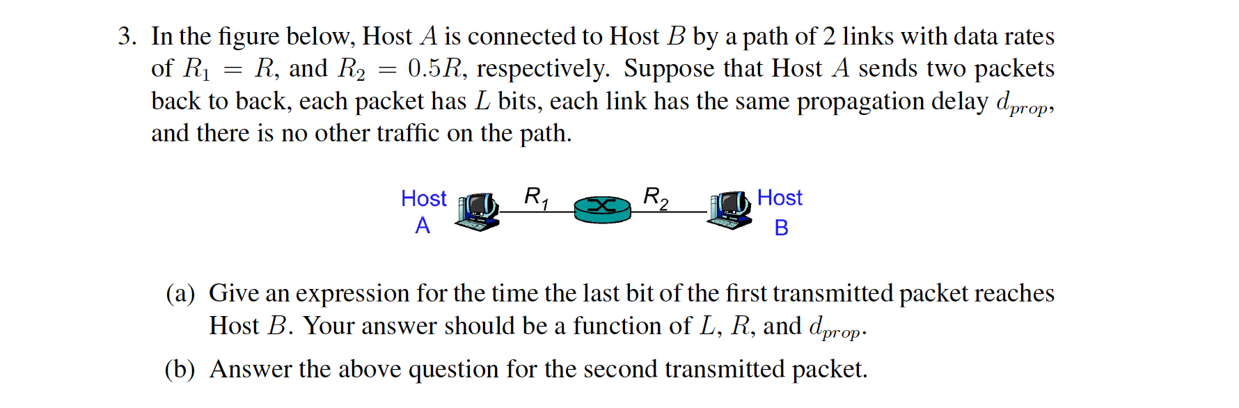 Solved 3. In The Figure Below, Host A Is Connected To Host B | Chegg.com