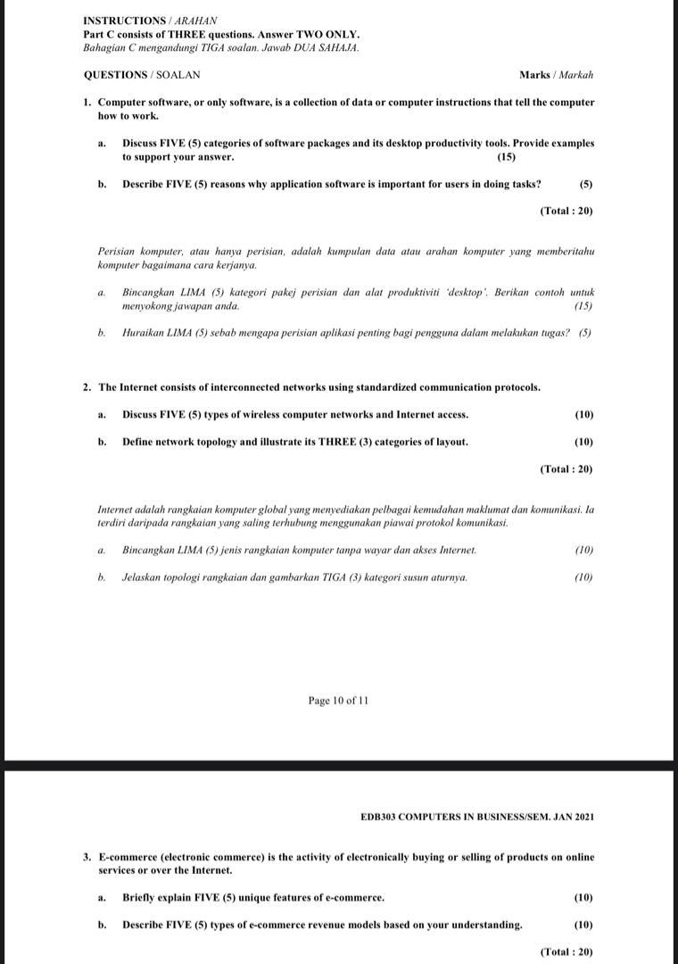 Solved INSTRUCTIONS / ARAHAN Part C Consists Of THREE | Chegg.com