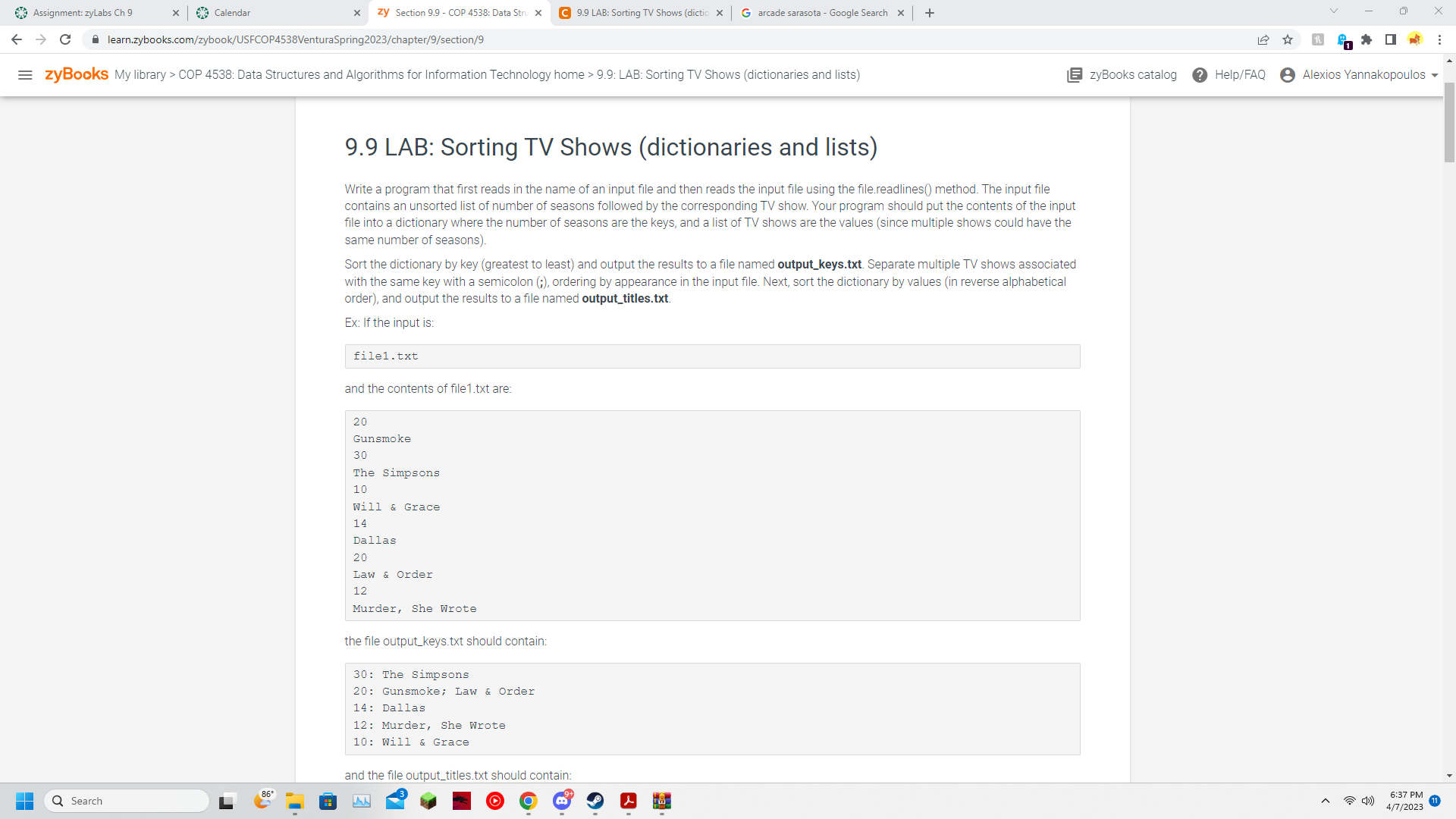 Solved 9.9 LAB Sorting TV Shows (dictionaries and lists)