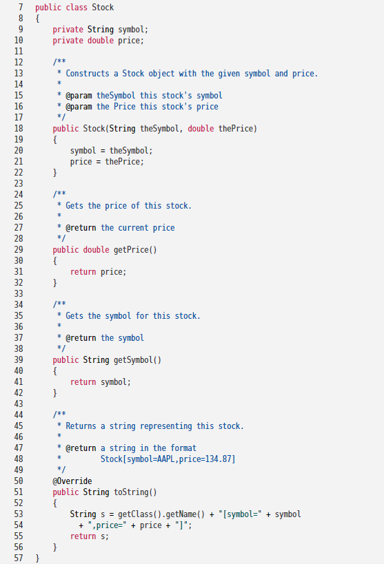 Solved Create a Blue) project with three classes, Stock, | Chegg.com
