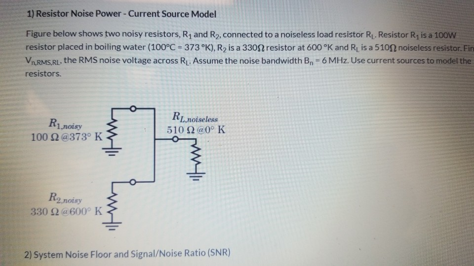 1) Resistor Noise Power Current Source Model Figure