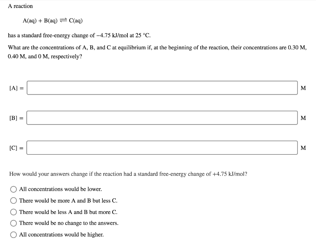 Solved What Are The Concentrations Of A,A, B,B, And CC At | Chegg.com