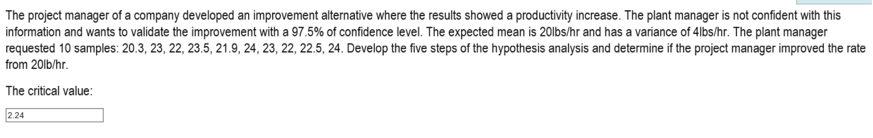 Solved The project manager of a company developed an | Chegg.com