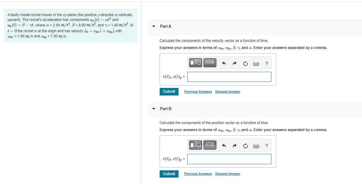 Solved A faulty model rocket moves in the xy-plane (the | Chegg.com