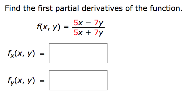 Solved Find the first partial derivatives of the function. | Chegg.com