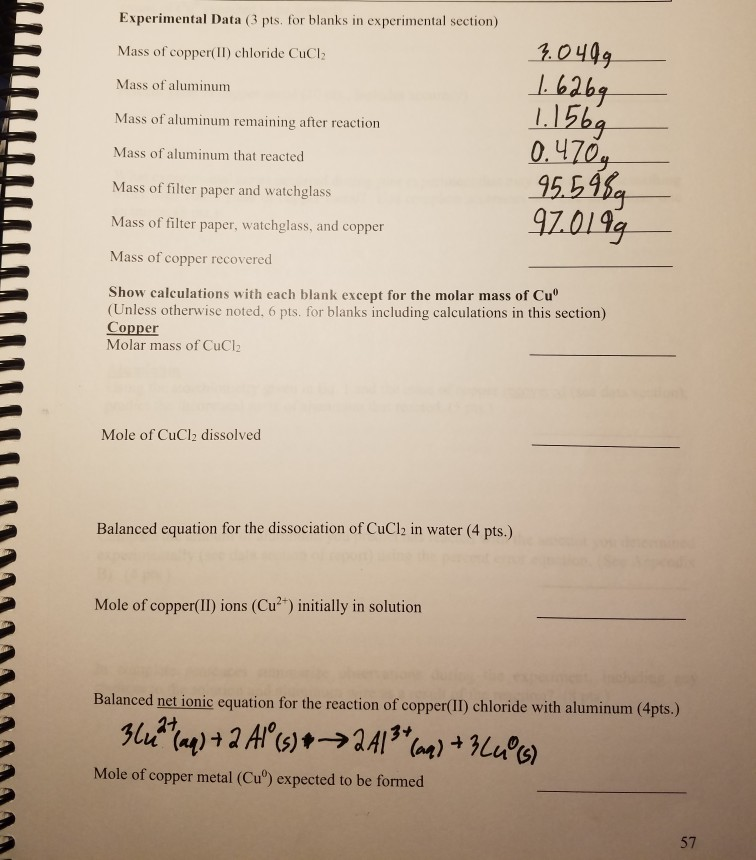 CHEM 1211 Lab Manual Revised 05/2018 The Copper Lab | Chegg.com