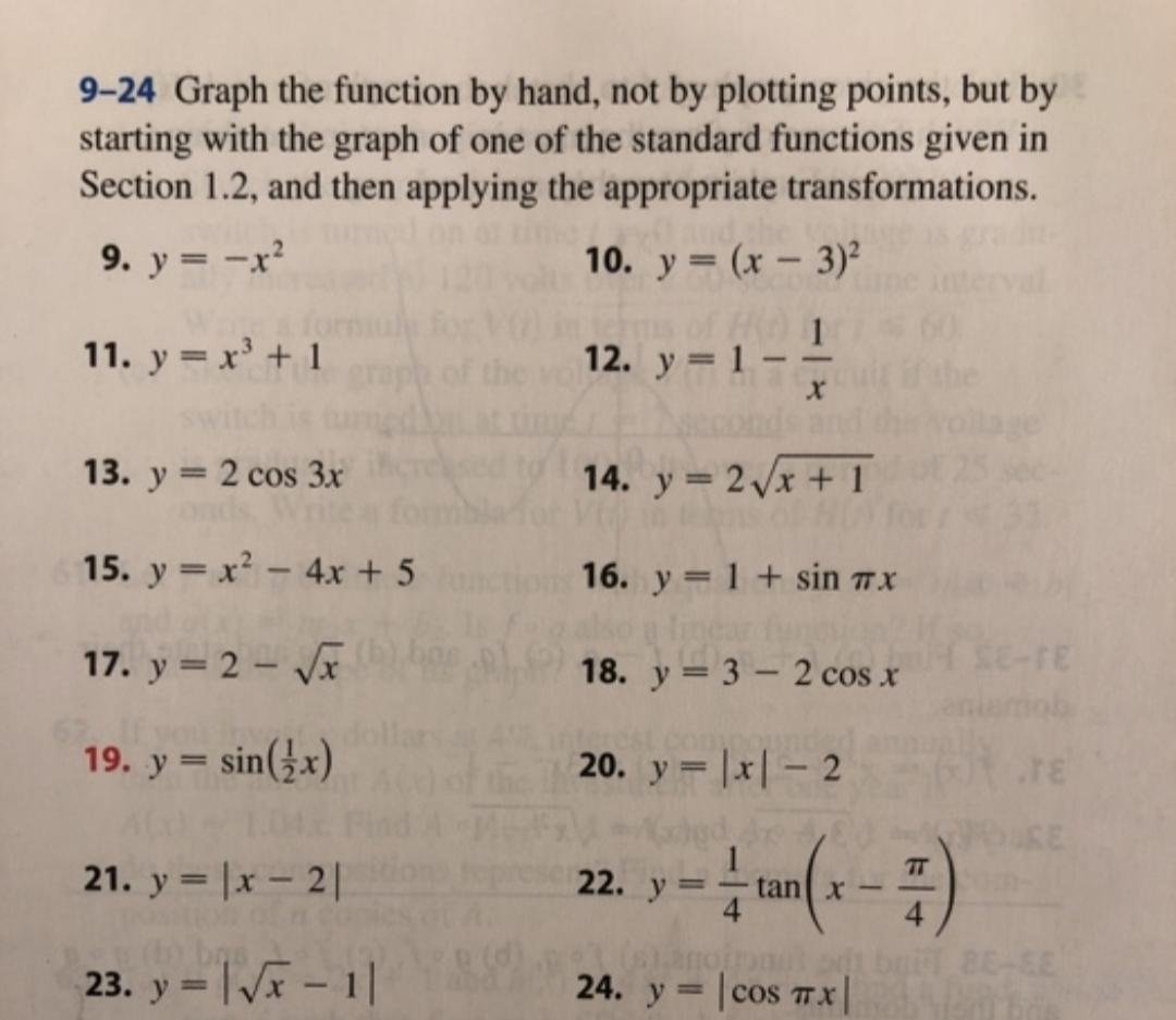 Solved 9-24 Graph the function by hand, not by plotting | Chegg.com