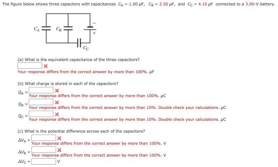 Solved The Figure Below Shows Three Capacitors With | Chegg.com