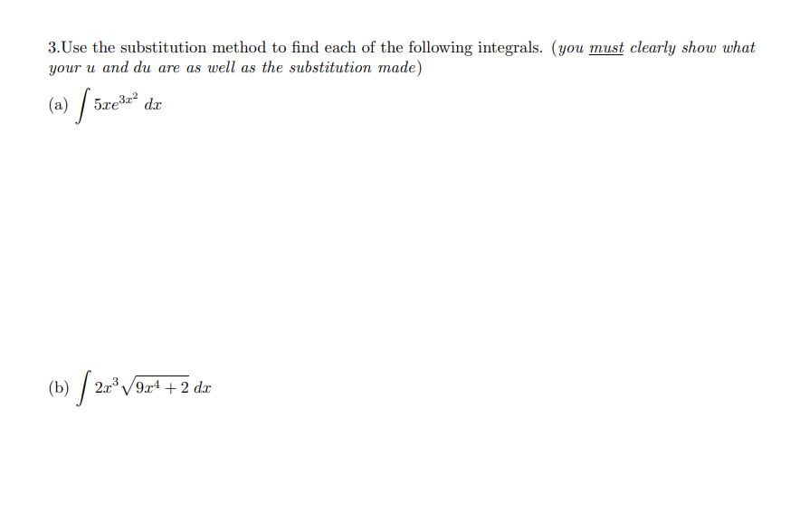 Solved 3. Use the substitution method to find each of the | Chegg.com