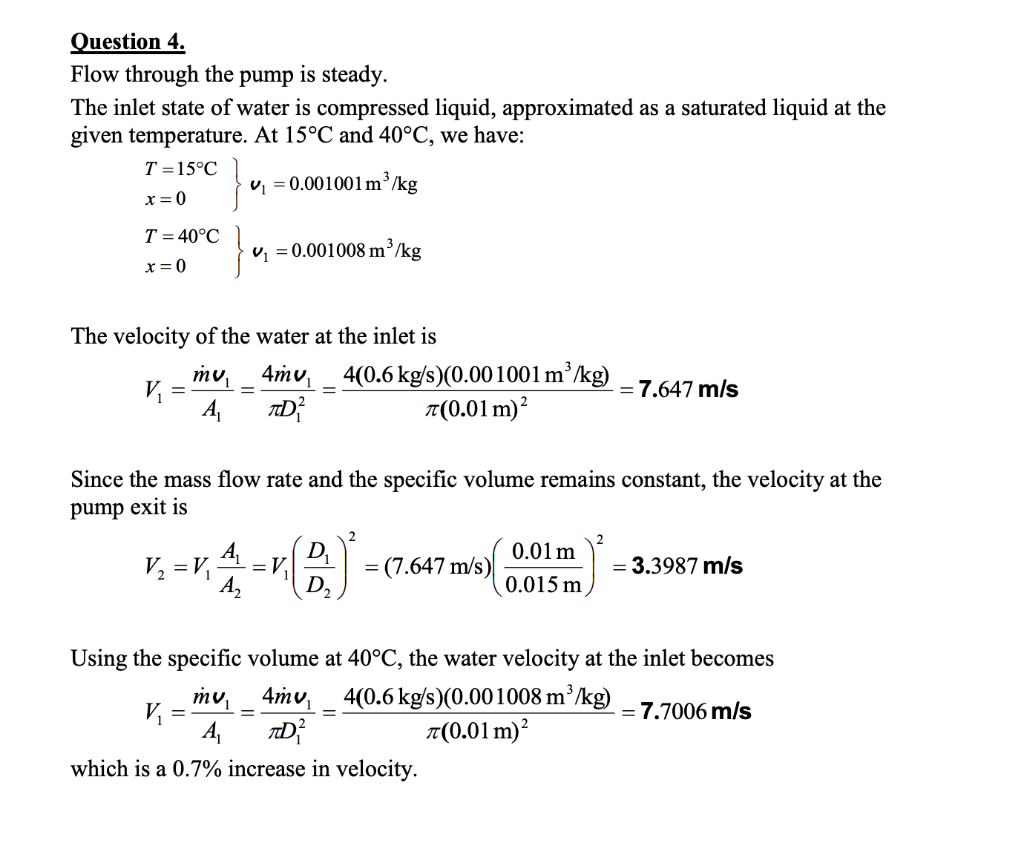 Solved 5.4 (Tutorial) A pump is used to increase the water | Chegg.com