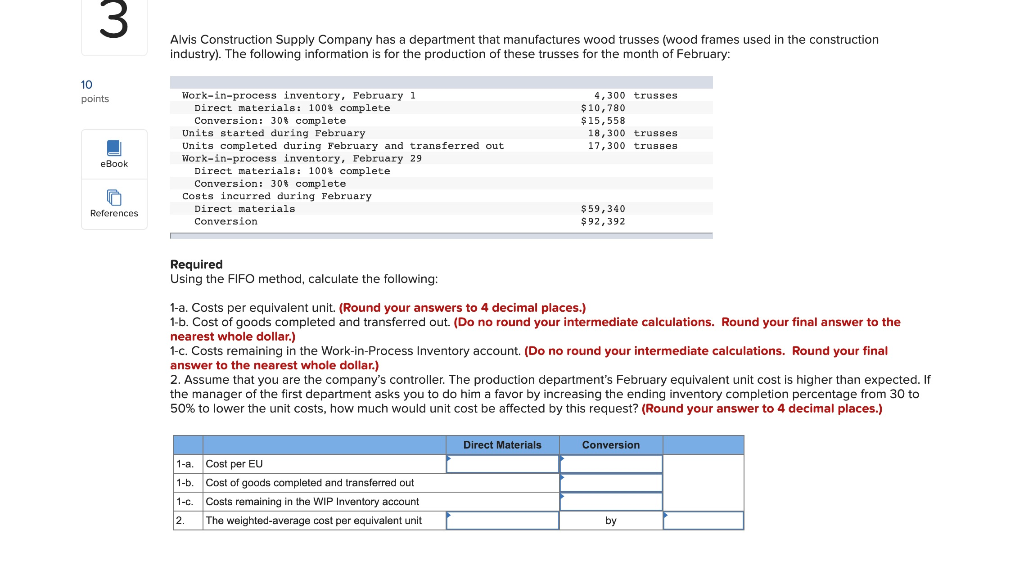 Solved 3 Alvis Construction Supply Company has a department