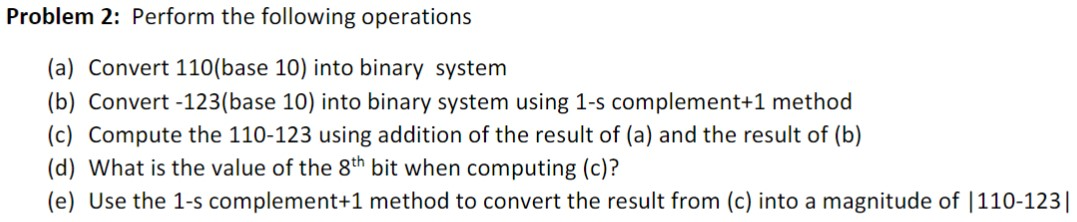 Solved Problem 2: Perform The Following Operations (a) | Chegg.com