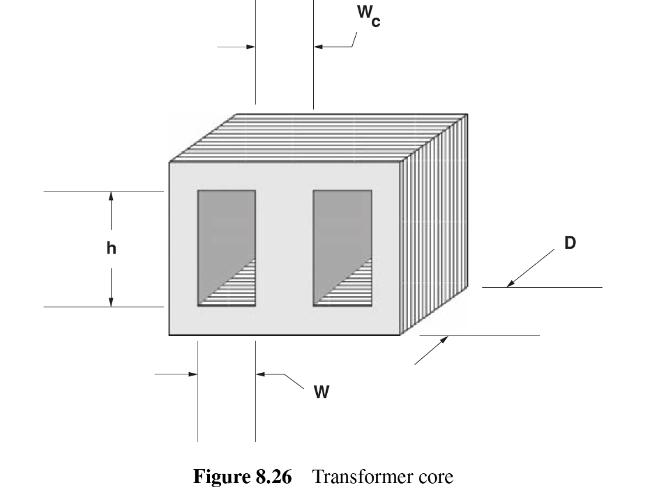 Solved h Wo W Figure 8.26 Transformer core D 7. A | Chegg.com