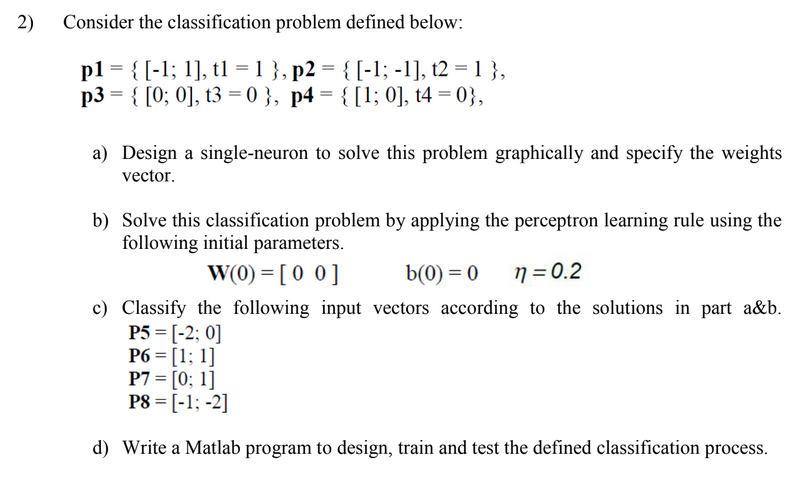 Solved 2) Consider the classification problem defined below: | Chegg.com