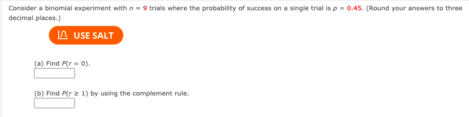 Solved Consider A Binomial Experiment With N = 9 Trials | Chegg.com