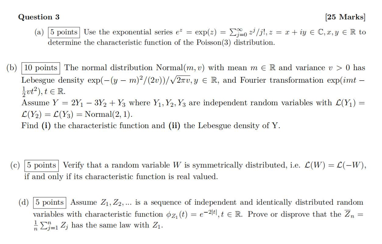 Question 3 25 Marks A 5 Points Use The Exponen Chegg Com