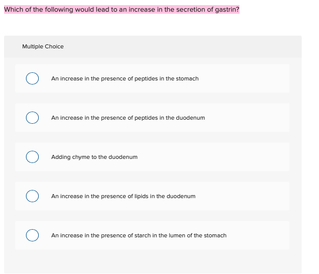Solved Which of the following would lead to an increase in | Chegg.com