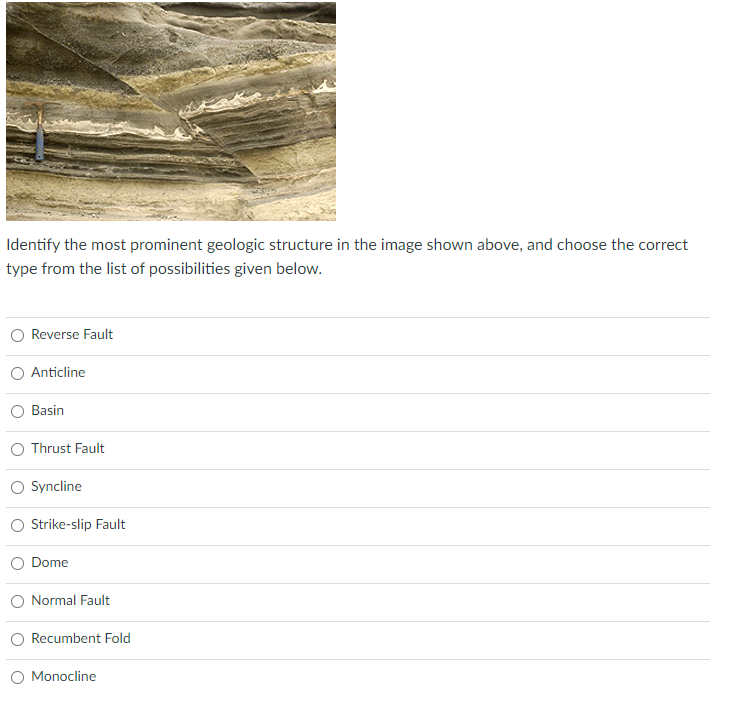 Solved Identify the most prominent geologic structure in the | Chegg.com