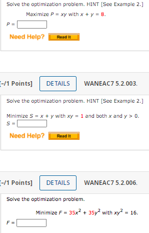 Solved Solve The Optimization Problem. HINT (See Example 2.] | Chegg.com