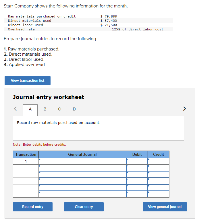 Solved Starr Company shows the following information for the