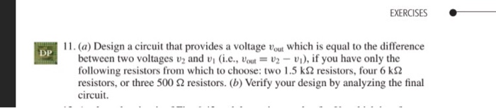 Solved (a) Design a circuit that provides a voltage v_out | Chegg.com