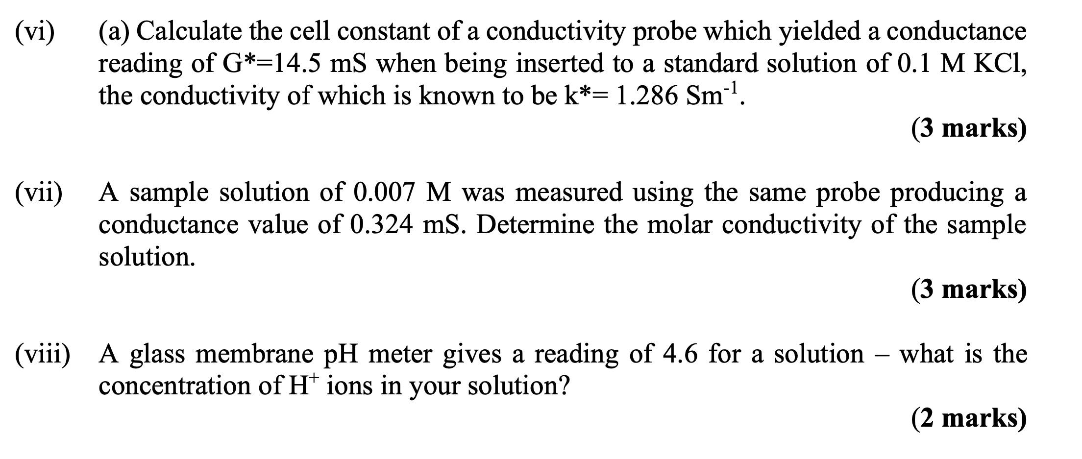 Solved (vi) (a) Calculate the cell constant of a