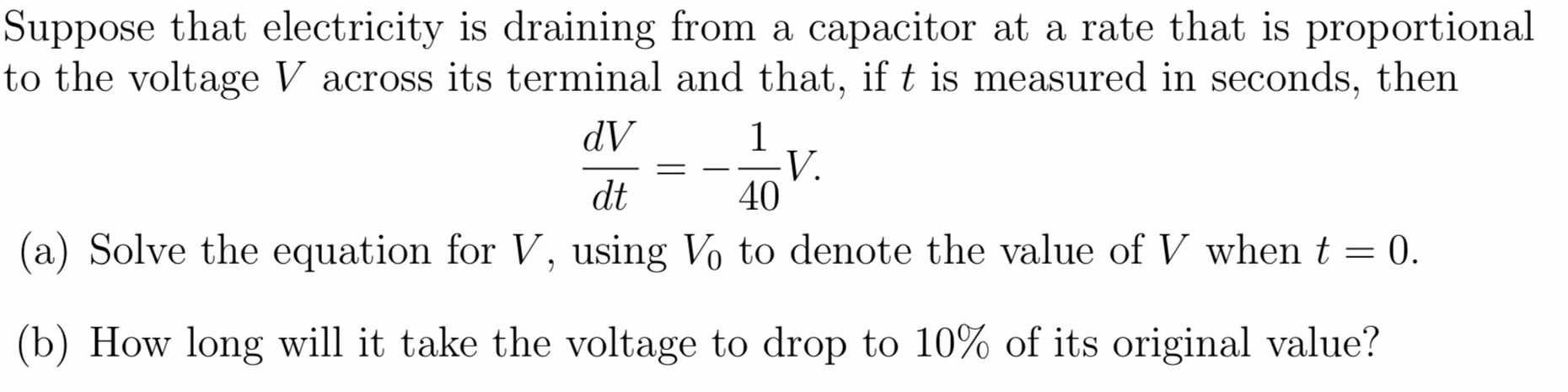 Solved Suppose that electricity is draining from a capacitor | Chegg.com