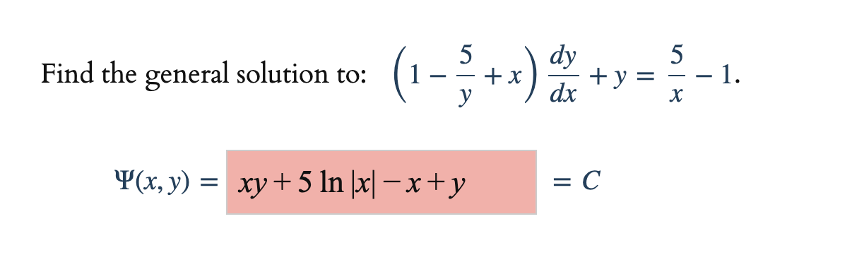 y x 5 x y =- 1 what is the solution