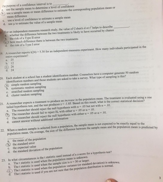 Solved The Purpose Of A Confidence Interval Is To A Use The Chegg Com