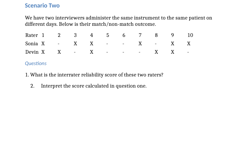 Solved We have two interviewers administer the same | Chegg.com