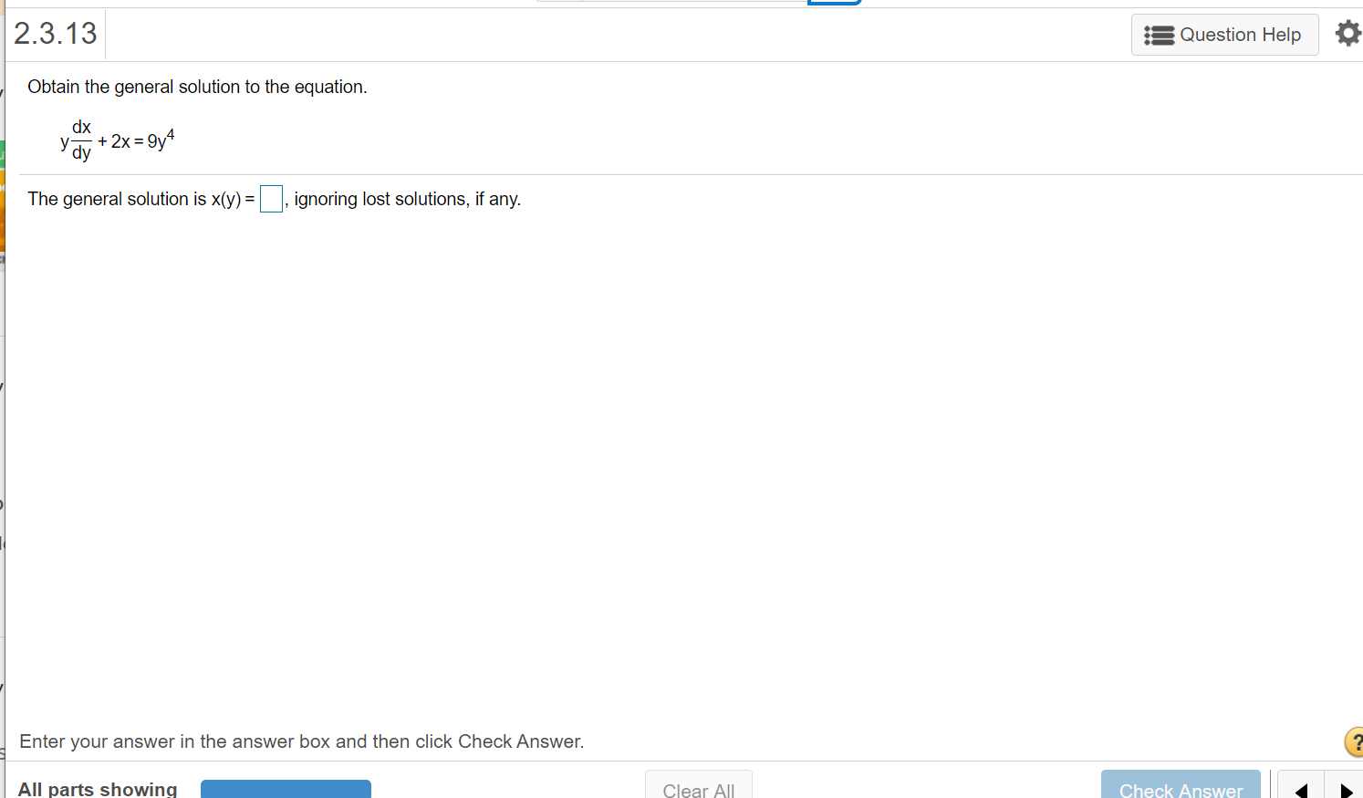 Solved 2.3.13 Question Help Obtain the general solution to | Chegg.com