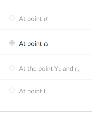 O At point o
At point a
At the point YE and rx
O At point E
