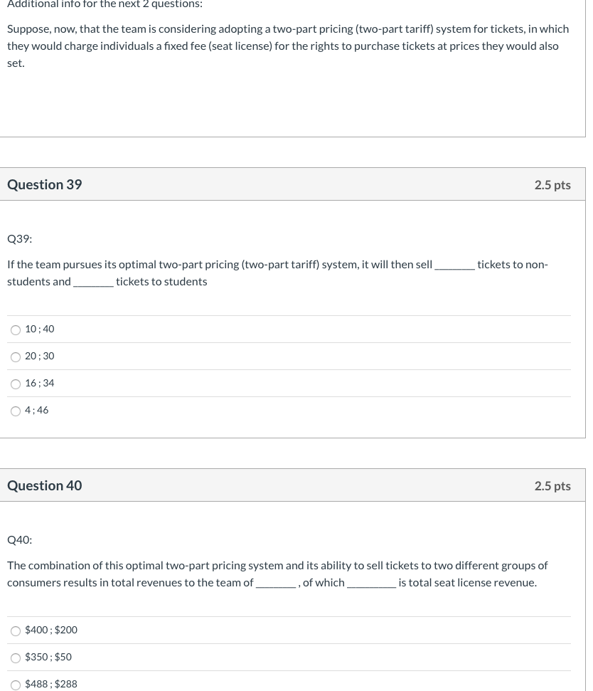 Solved The next 5 questions use the following information: A | Chegg.com