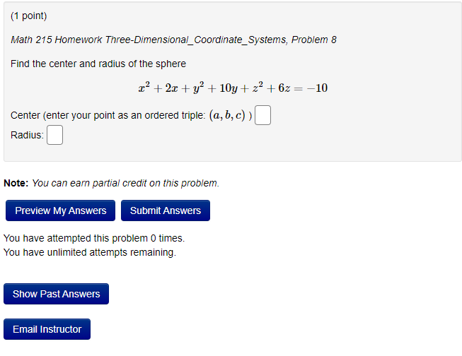Solved (1 point) Math 215 Homework | Chegg.com