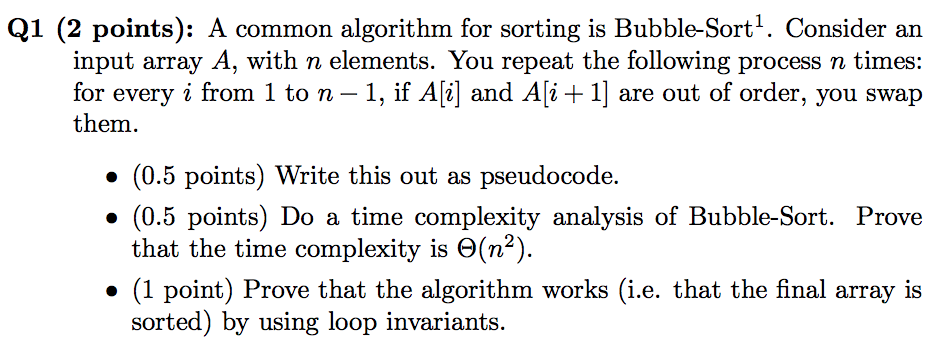 Solved Q1 (2 points): A common algorithm for sorting is | Chegg.com