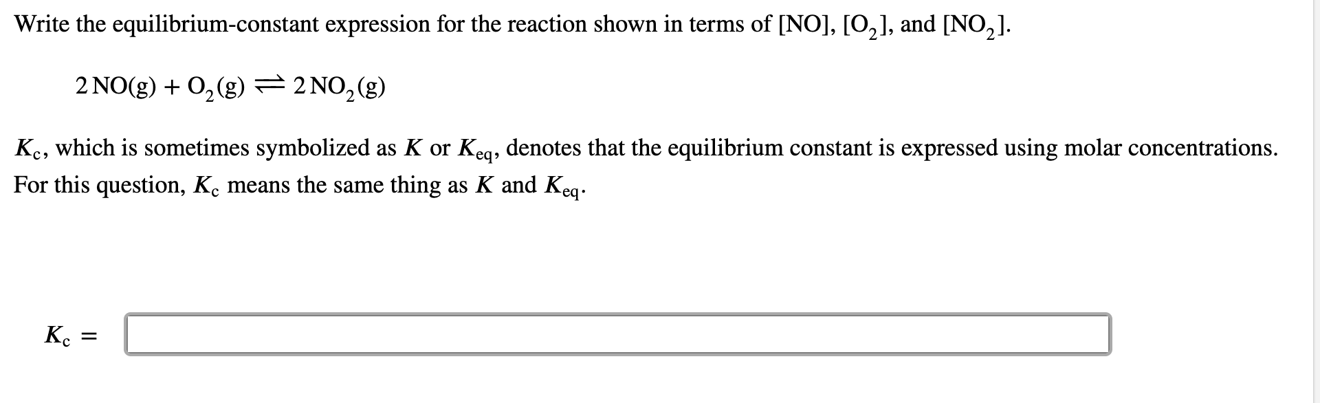 Solved Write the equilibrium-constant expression for the  Chegg.com