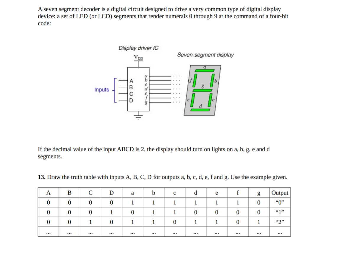 (Solved) : Seven Segment Decoder Digital Circuit Designed Drive Common ...