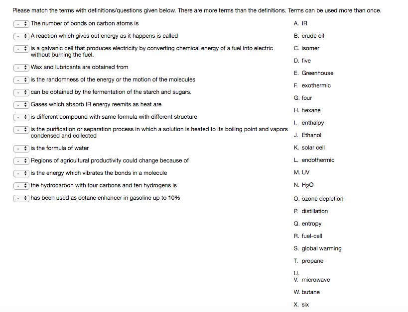Solved Please match the terms with definitions/questions | Chegg.com