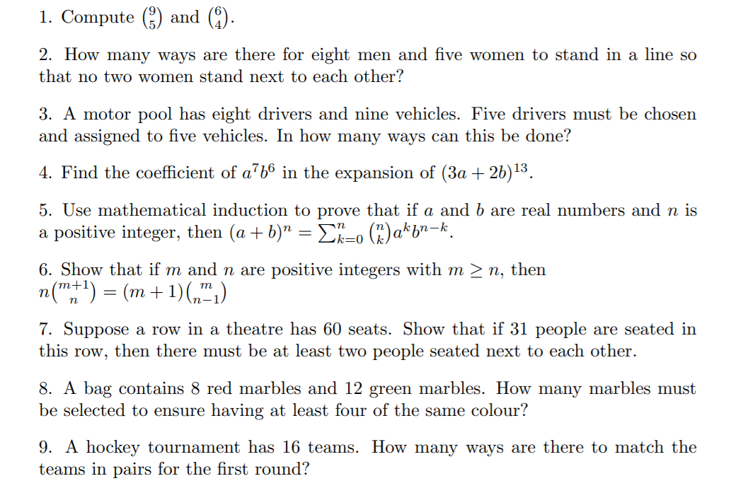 Solved 1. Compute and . 2. How many ways are there for