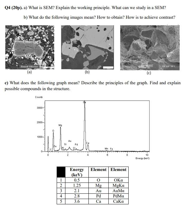 Solved Q4 (20p). a) What is SEM? Explain the working | Chegg.com