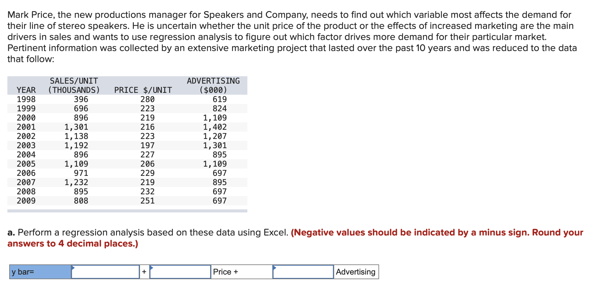 Solved Mark Price The New Productions Manager For Speakers 4259