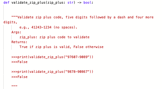 Solved def validate_zip_plus(zip_plus: str) -> bool: | Chegg.com