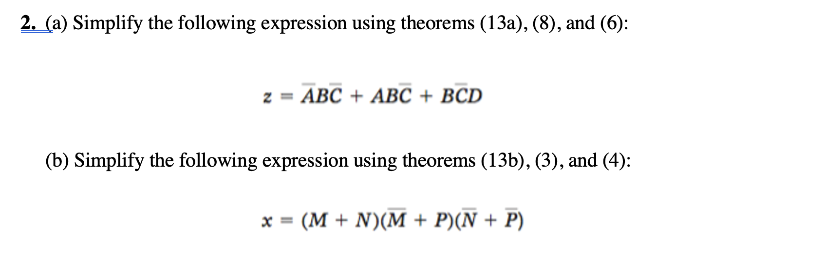 Solved 2. (a) Simplify The Following Expression Using | Chegg.com